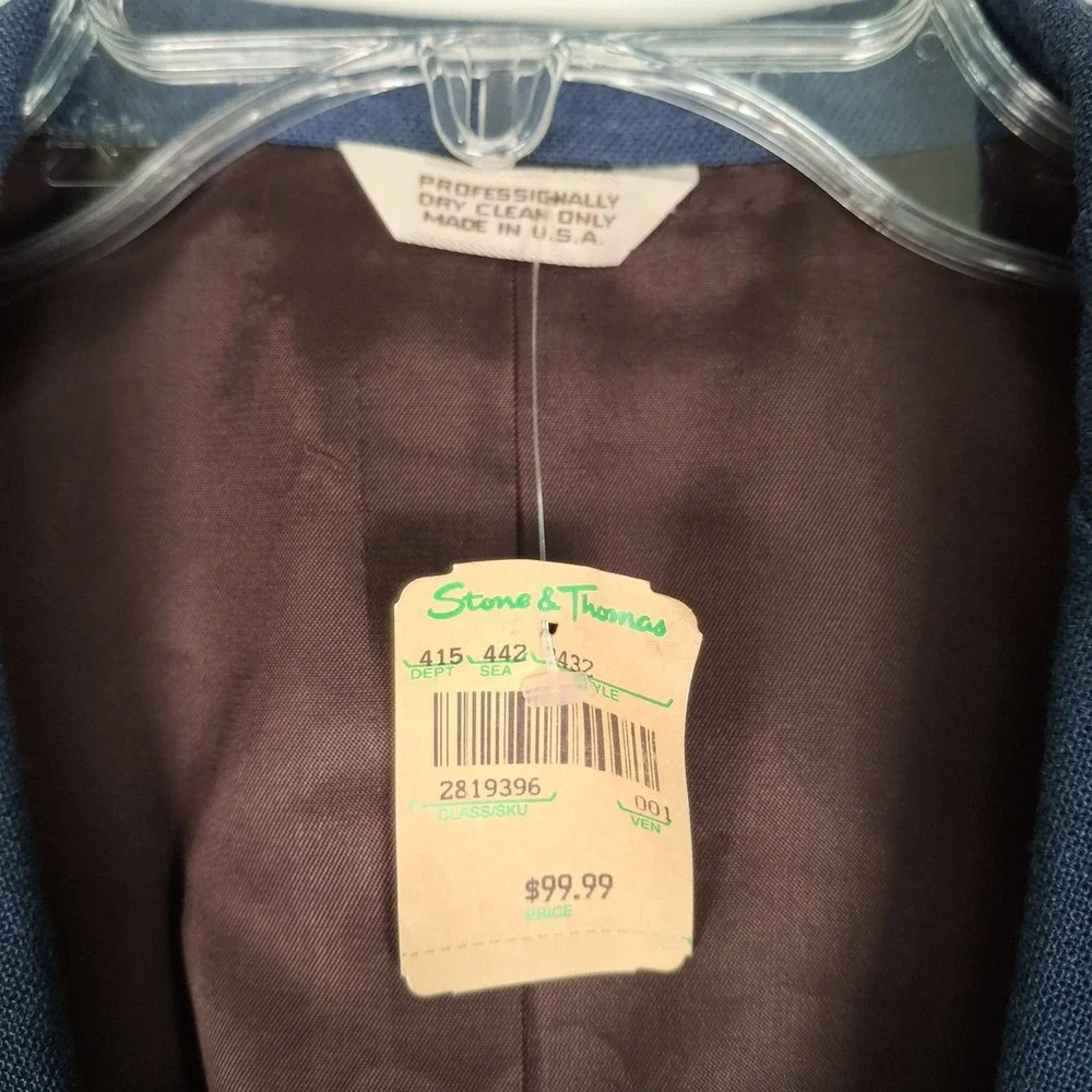 Dickinson & Lee 44 L Blue Blazer Sport Coat‎ Jacket Made IN USA Wool Blend NWT